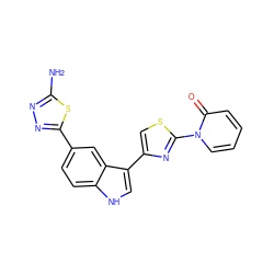 Nc1nnc(-c2ccc3[nH]cc(-c4csc(-n5ccccc5=O)n4)c3c2)s1 ZINC000204757413