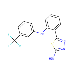 Nc1nnc(-c2ccccc2Nc2cccc(C(F)(F)F)c2)s1 ZINC000013828127