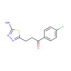 Nc1nnc(CCC(=O)c2ccc(Cl)cc2)s1 ZINC000066102775