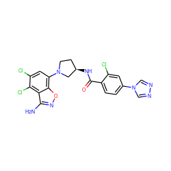 Nc1noc2c(N3CC[C@@H](NC(=O)c4ccc(-n5cnnc5)cc4Cl)C3)cc(Cl)c(Cl)c12 ZINC001772577872