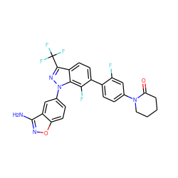 Nc1noc2ccc(-n3nc(C(F)(F)F)c4ccc(-c5ccc(N6CCCCC6=O)cc5F)c(F)c43)cc12 ZINC000028964205