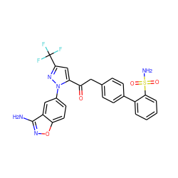 Nc1noc2ccc(-n3nc(C(F)(F)F)cc3C(=O)Cc3ccc(-c4ccccc4S(N)(=O)=O)cc3)cc12 ZINC000029037658