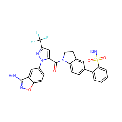 Nc1noc2ccc(-n3nc(C(F)(F)F)cc3C(=O)N3CCc4cc(-c5ccccc5S(N)(=O)=O)ccc43)cc12 ZINC000028959485