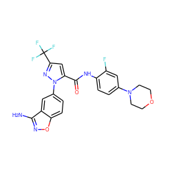 Nc1noc2ccc(-n3nc(C(F)(F)F)cc3C(=O)Nc3ccc(N4CCOCC4)cc3F)cc12 ZINC000013611512