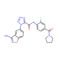 Nc1noc2ccc(-n3nnnc3C(=O)Nc3ccc(C(=O)N4CCCC4)cc3F)cc12 ZINC000012355237