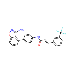 Nc1noc2cccc(-c3ccc(NC(=O)/C=C/c4cccc(C(F)(F)F)c4)cc3)c12 ZINC000014975339