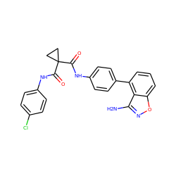 Nc1noc2cccc(-c3ccc(NC(=O)C4(C(=O)Nc5ccc(Cl)cc5)CC4)cc3)c12 ZINC000299870659