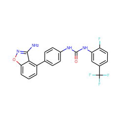 Nc1noc2cccc(-c3ccc(NC(=O)Nc4cc(C(F)(F)F)ccc4F)cc3)c12 ZINC000014975395