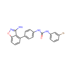 Nc1noc2cccc(-c3ccc(NC(=O)Nc4cccc(Br)c4)cc3)c12 ZINC000014975373