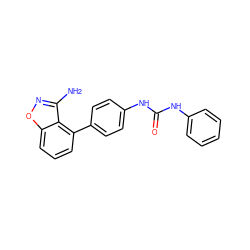 Nc1noc2cccc(-c3ccc(NC(=O)Nc4ccccc4)cc3)c12 ZINC000014975351