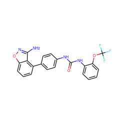 Nc1noc2cccc(-c3ccc(NC(=O)Nc4ccccc4OC(F)(F)F)cc3)c12 ZINC000014975357