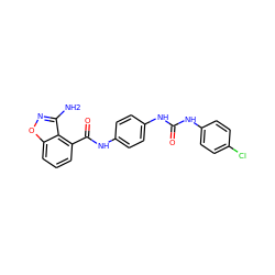 Nc1noc2cccc(C(=O)Nc3ccc(NC(=O)Nc4ccc(Cl)cc4)cc3)c12 ZINC000084669739