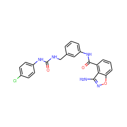 Nc1noc2cccc(C(=O)Nc3cccc(CNC(=O)Nc4ccc(Cl)cc4)c3)c12 ZINC000084727138