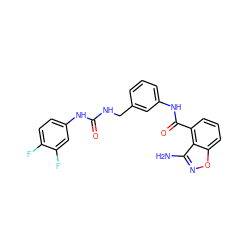 Nc1noc2cccc(C(=O)Nc3cccc(CNC(=O)Nc4ccc(F)c(F)c4)c3)c12 ZINC000084706518