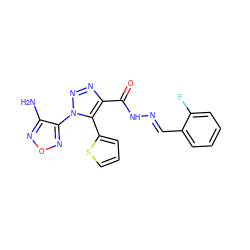 Nc1nonc1-n1nnc(C(=O)N/N=C/c2ccccc2F)c1-c1cccs1 ZINC000002449458