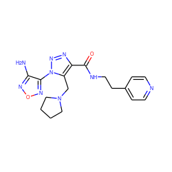 Nc1nonc1-n1nnc(C(=O)NCCc2ccncc2)c1CN1CCCC1 ZINC000013524602