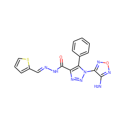 Nc1nonc1-n1nnc(C(=O)NN=Cc2cccs2)c1-c1ccccc1 ZINC000254738660