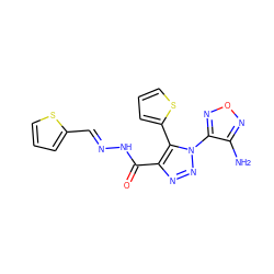 Nc1nonc1-n1nnc(C(=O)NN=Cc2cccs2)c1-c1cccs1 ZINC000254112462