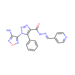 Nc1nonc1-n1nnc(C(=O)NN=Cc2ccncc2)c1-c1ccccc1 ZINC000015994206