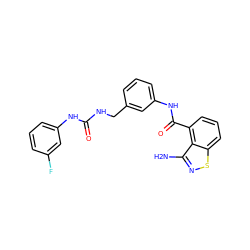 Nc1nsc2cccc(C(=O)Nc3cccc(CNC(=O)Nc4cccc(F)c4)c3)c12 ZINC000063539352