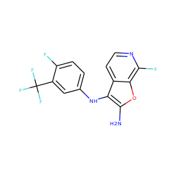 Nc1oc2c(F)nccc2c1Nc1ccc(F)c(C(F)(F)F)c1 ZINC000222827060