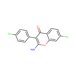 Nc1oc2cc(Cl)ccc2c(=O)c1-c1ccc(Cl)cc1 ZINC000101504547