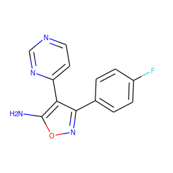 Nc1onc(-c2ccc(F)cc2)c1-c1ccncn1 ZINC000117400043