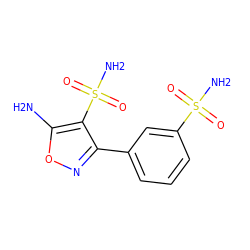 Nc1onc(-c2cccc(S(N)(=O)=O)c2)c1S(N)(=O)=O ZINC001772584598