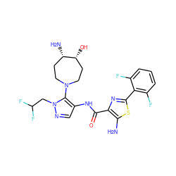 Nc1sc(-c2c(F)cccc2F)nc1C(=O)Nc1cnn(CC(F)F)c1N1CC[C@H](N)[C@H](O)CC1 ZINC000169699425