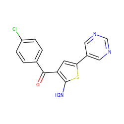 Nc1sc(-c2cncnc2)cc1C(=O)c1ccc(Cl)cc1 ZINC000064485572