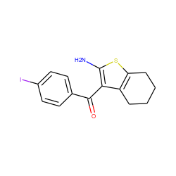 Nc1sc2c(c1C(=O)c1ccc(I)cc1)CCCC2 ZINC000013558664