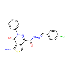 Nc1scc2c(C(=O)N/N=C/c3ccc(Cl)cc3)nn(-c3ccccc3)c(=O)c12 ZINC000008448321