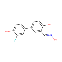 O/N=C/c1cc(-c2ccc(O)c(F)c2)ccc1O ZINC000040935964