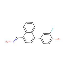 O/N=C/c1ccc(-c2ccc(O)c(F)c2)c2ccccc12 ZINC000028819880