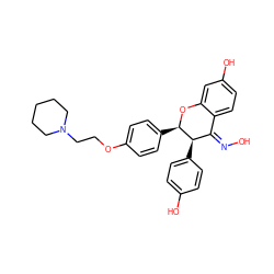 O/N=C1\c2ccc(O)cc2O[C@H](c2ccc(OCCN3CCCCC3)cc2)[C@@H]1c1ccc(O)cc1 ZINC000029217123