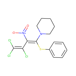 O=[N+]([O-])/C(C(Cl)=C(Cl)Cl)=C(/Sc1ccccc1)N1CCCCC1 ZINC000001856745