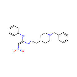 O=[N+]([O-])/C=C(\NCCC1CCN(Cc2ccccc2)CC1)Nc1ccccc1 ZINC000003785375