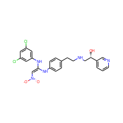 O=[N+]([O-])/C=C(\Nc1ccc(CCNC[C@H](O)c2cccnc2)cc1)Nc1cc(Cl)cc(Cl)c1 ZINC000100043199