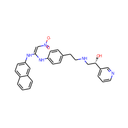 O=[N+]([O-])/C=C(\Nc1ccc(CCNC[C@H](O)c2cccnc2)cc1)Nc1ccc2ccccc2c1 ZINC000100043189