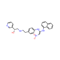 O=[N+]([O-])/C=C(\Nc1ccc(CCNC[C@H](O)c2cccnc2)cc1)Nc1cccc2ccccc12 ZINC000100043186