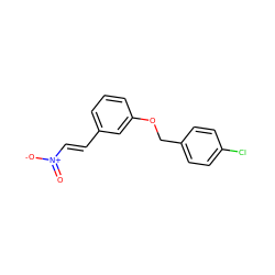 O=[N+]([O-])/C=C/c1cccc(OCc2ccc(Cl)cc2)c1 ZINC000142890708