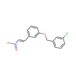 O=[N+]([O-])/C=C/c1cccc(OCc2cccc(Cl)c2)c1 ZINC000000566239