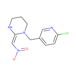 O=[N+]([O-])/C=C1/NCCCN1Cc1ccc(Cl)nc1 ZINC000101118352