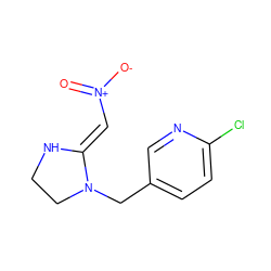 O=[N+]([O-])/C=C1\NCCN1Cc1ccc(Cl)nc1 ZINC000012733297