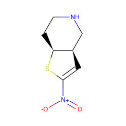 O=[N+]([O-])C1=C[C@@H]2CNCC[C@@H]2S1 ZINC000029039140