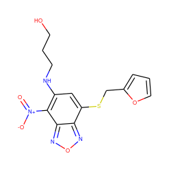 O=[N+]([O-])c1c(NCCCO)cc(SCc2ccco2)c2nonc12 ZINC000004672880