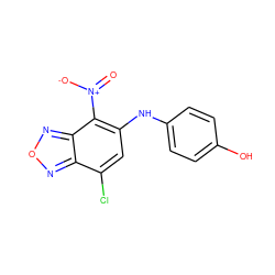 O=[N+]([O-])c1c(Nc2ccc(O)cc2)cc(Cl)c2nonc12 ZINC000004812673