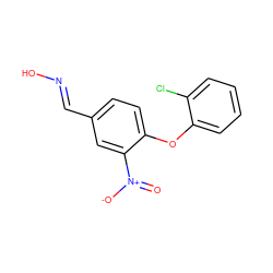 O=[N+]([O-])c1cc(/C=N/O)ccc1Oc1ccccc1Cl ZINC000015987557