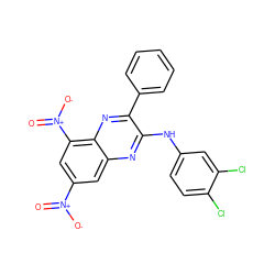 O=[N+]([O-])c1cc([N+](=O)[O-])c2nc(-c3ccccc3)c(Nc3ccc(Cl)c(Cl)c3)nc2c1 ZINC000040864209