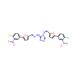 O=[N+]([O-])c1cc(-c2ccc(/C=N\n3cnnc3N/N=C/c3ccc(-c4ccc(Cl)c([N+](=O)[O-])c4)o3)o2)ccc1Cl ZINC000008443286